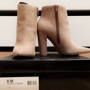 *BCBG* beige suede booties